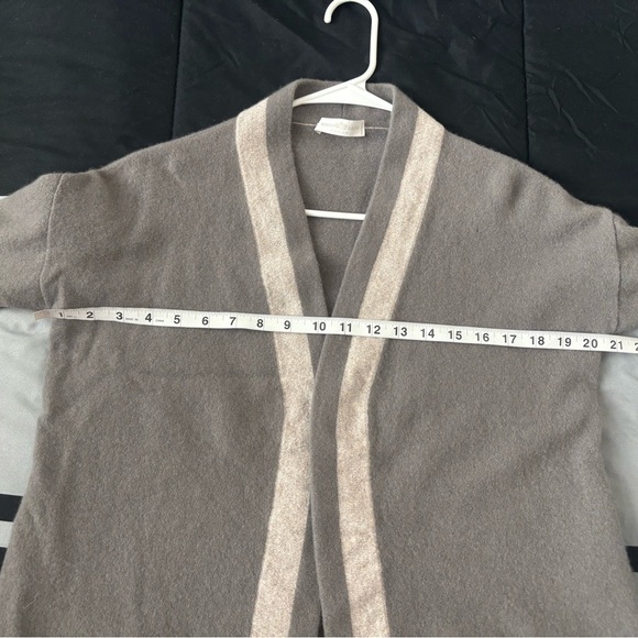 Cashmere Cardigan Sweater M/L Gray Parisian Old money Capsule Luxury Open Front - Picture 7 of 7